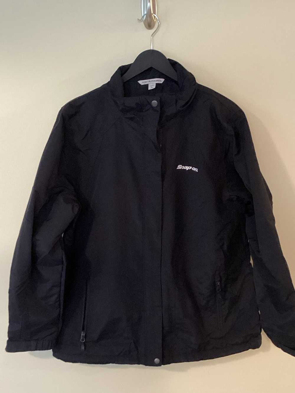 Snap-on Women's Black Utility Rain Jacket with Secure Zip Pockets